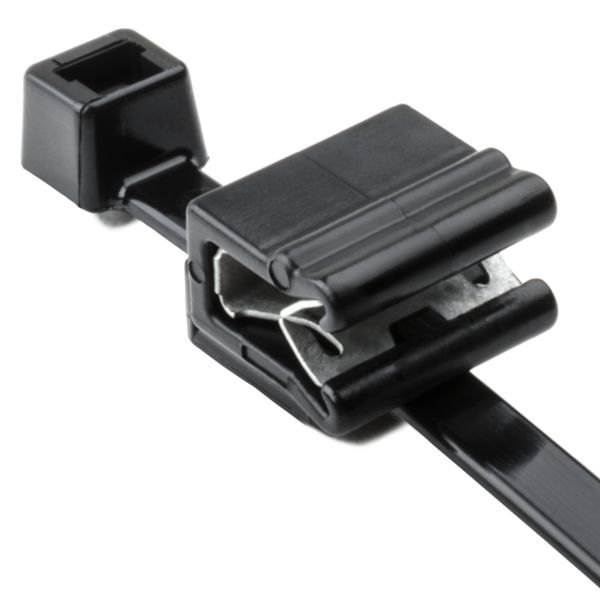 HellermannTyton 156-00541 Cable Tie & Edge Clip, 8.0 Long, EC5A, 1–3 mm  Panel, 50lb, PA66HS/PA66HIRHSUV, Black, 500/pkg