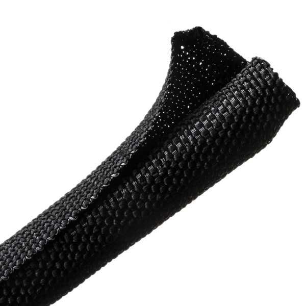 HellermannTyton 170-03182 Braided Sleeving, Split Wrap, .5 Dia, PET,  Black, 300 ft/bulk reel