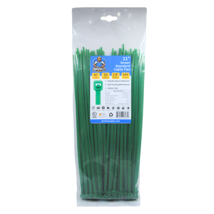 11" 50lb Green Cable Tie 100/bag 