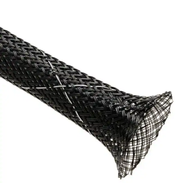 PET Expandable Braided Sleeving 20mm Flat Width 10ft Braided Cable Sleeve  Black 