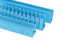 HellermannTyton 184-22026 High-Density Slotted-Wall Wiring Duct, 2" x 4", Non-Adhesive, PVC, Blue, 120 ft/carton