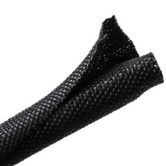 HellermannTyton 170-03181 Braided Sleeving, Split Wrap, .38" Dia, PET, Black, 450 ft/bulk reel