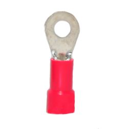 22-18 AWG Red Vinyl Insulated Butted Seam #6 Ring Terminals, 100/bag