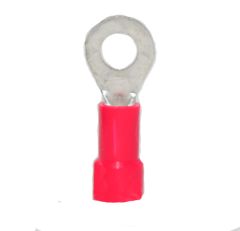 22-18 AWG Red Vinyl Insulated Butted Seam #8 Ring Terminals 100/bag