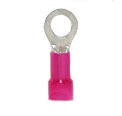 22-18 AWG Red Nylon Insulated Butted Seam #10 Ring Terminals, 100/bag