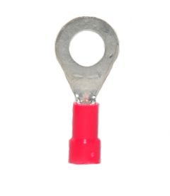22-18 AWG Red Vinyl Insulated Butted Seam 1/4 Ring Terminals 100/bag