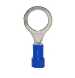 16-14 AWG Blue Vinyl Insulated Butted Seam 3/8 Ring Terminals 100/bag