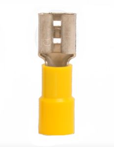12-10 AWG Yellow Vinyl Insulated Butted Seam Disconnect Terminals, 100/bag