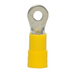 12-10 AWG Yellow Vinyl Insulated Butted Seam #6 Ring Terminals, 100/bag