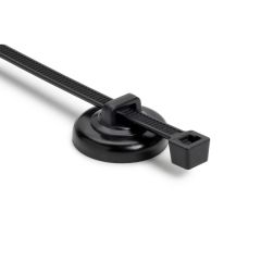 Magnetic Cable Tie Mount, Unassembled Set, 0.91" Dia, Magnet/POM/ST, 15lb Pull, Black, 100/Box