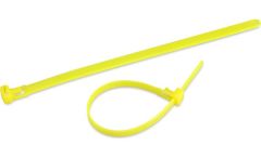 8" 50lb Flo Yellow Releasable Cable Tie 25/bag