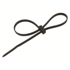 8" 50lb Black Double Loop Cable Tie 100/bag