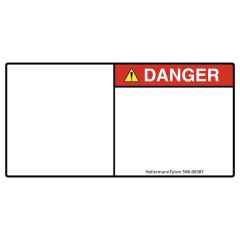 HellermannTyton 596-00389 Pre-Printed Header Label, DANGER, Blank Symbol Panel, 2.75" x 5.50", PET, Red, 250/roll