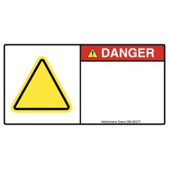 HellermannTyton 596-00379 Pre-Printed Header Label, DANGER, Blank Yellow Triangle, 1.35" x 2.75", PET, Red, 250/roll