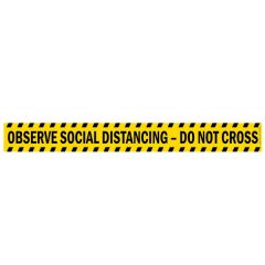 HellermannTyton 596-97000 Floor Tape, 2" x 50', Observe Social Distancing - Do Not Cross, Yellow, Vinyl, 50'/roll