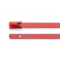 7" 150lb Red Polyester Coated Stainless Steel Cable Ties 100/bag Part #SSPC7-LD-Red-C